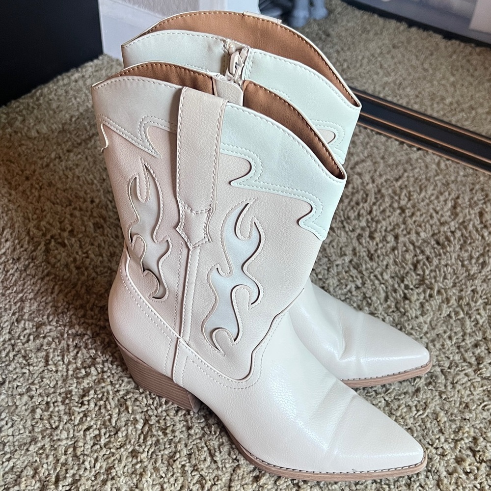 Women's Western Cowboy Boots - Cream